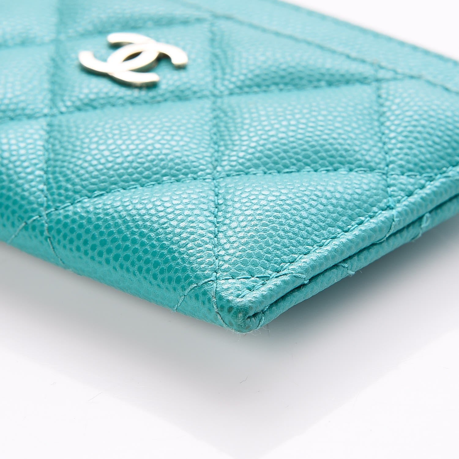 Chanel Caviar Quilted Card Holder Turquoise 10 of 11