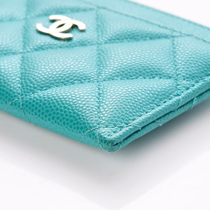 Chanel Caviar Quilted Card Holder Turquoise 10 of 11