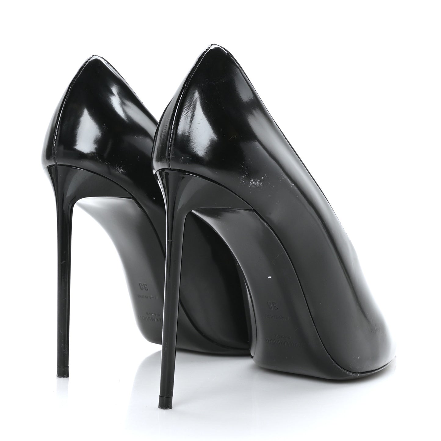Patent Calfskin Teddy High Vamp 105 Pumps 38 Black