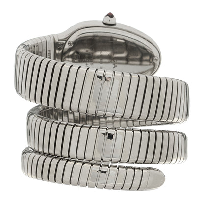 Bulgari Stainless Steel Diamond Bezel 35mm Serpenti Tubogas Double Spiral Quartz Watch Black 3 of 4