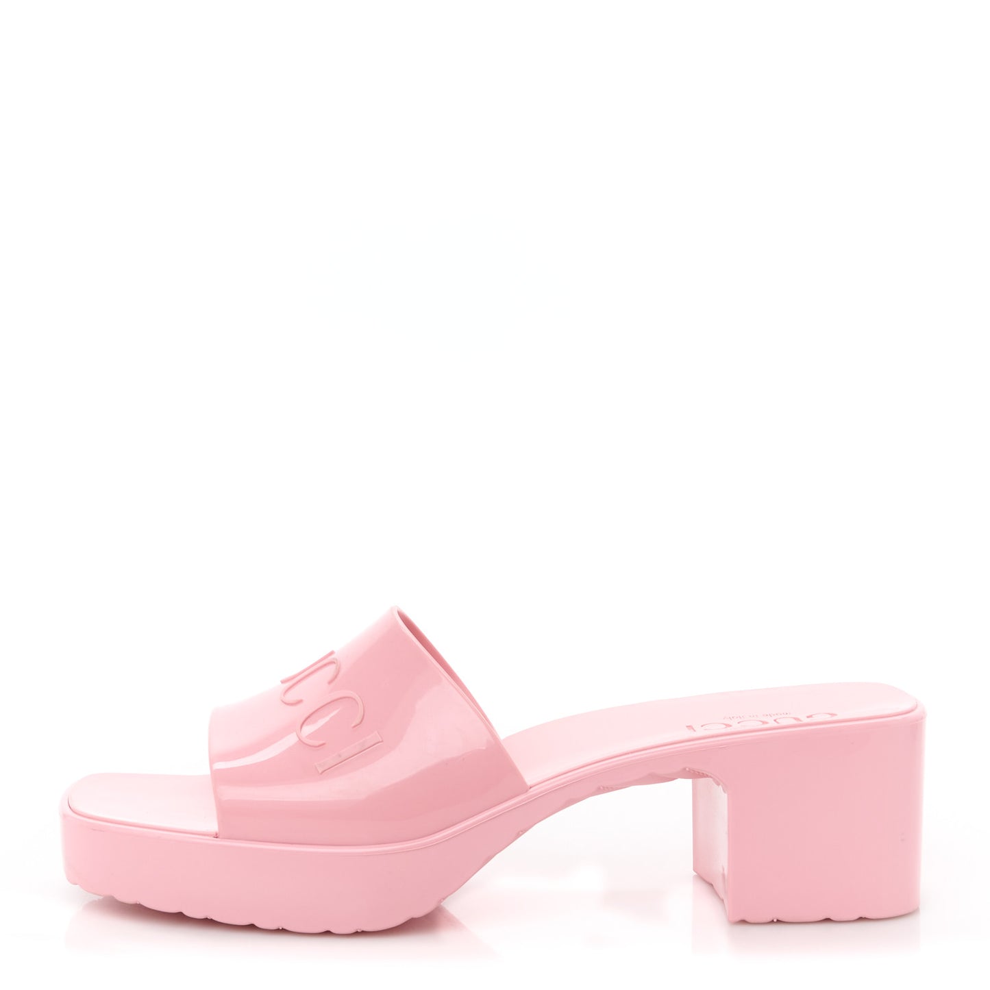 Rubber Gucci Logo Womens Platform 20/60mm Slide Sandals 38 Wild Rose