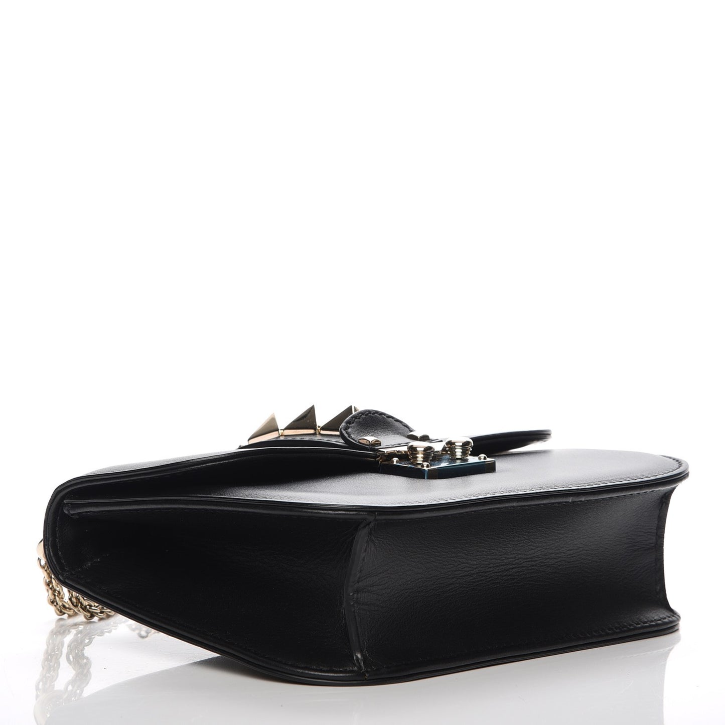 Vitello Small Glam Lock Rockstud Flap Black