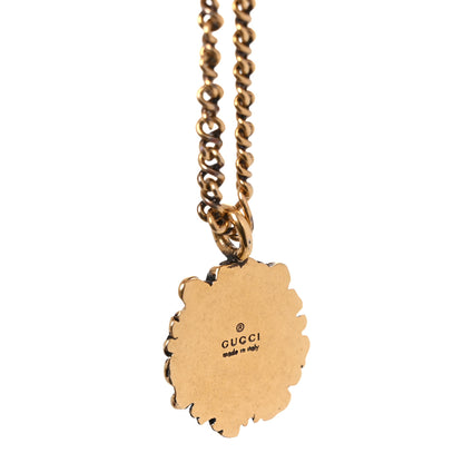 Gucci Metal Lion Head Necklace Aged Gold Multicolor 5 of 6