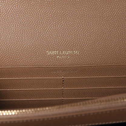Saint Laurent Grain De Poudre Mixed Matelasse Triquilt Monogram Chain Wallet Dune 8 of 11
