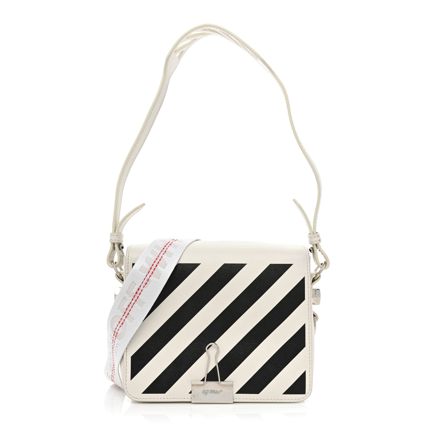 Calfskin Diag Flap Bag White Black