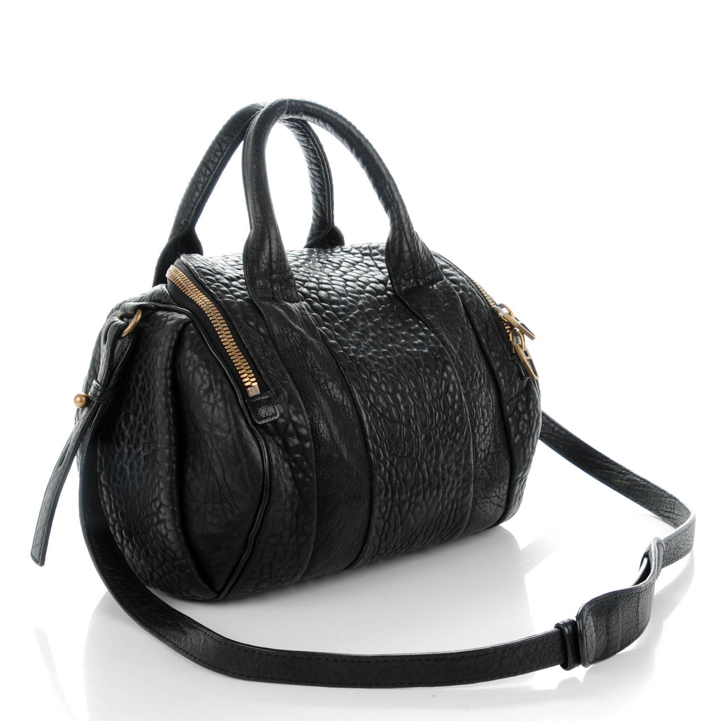 Pebbled Lambskin Rockie Black Antique Brass Hardware