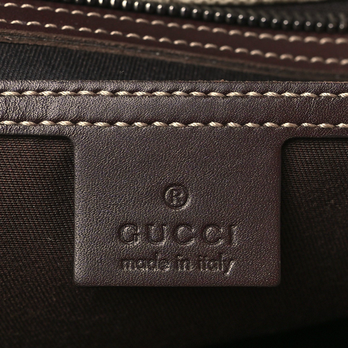 GG Supreme Monogram Medium Zippered Shopping Tote Dark Brown