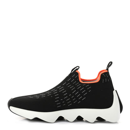 Hermes Technical Canvas Goatskin Womens Eclair Sneakers 38 Black 1 of 12