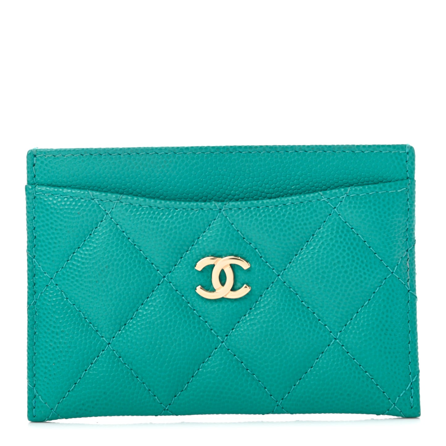 Caviar Quilted Card Holder Turquoise