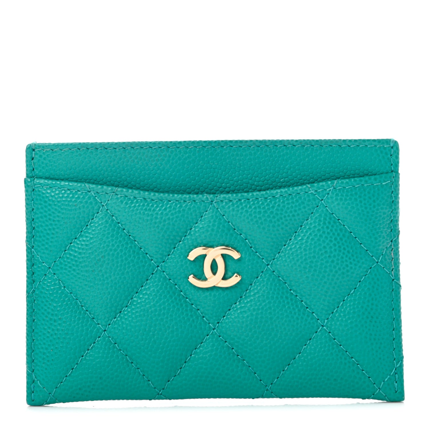 Chanel Caviar Quilted Card Holder Turquoise 1 of 8