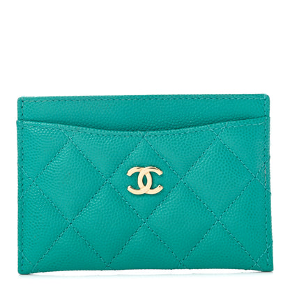 Chanel Caviar Quilted Card Holder Turquoise 1 of 8