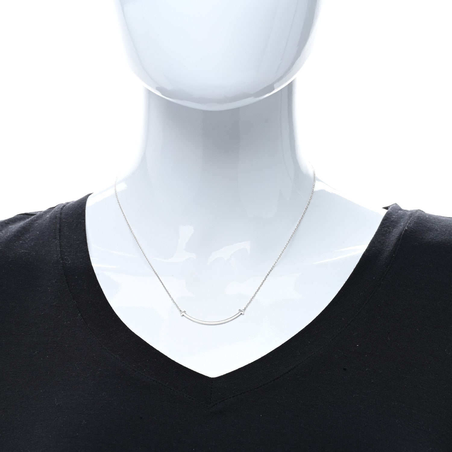 Tiffany 18K White Gold Small T Smile Pendant Necklace 3 of 4