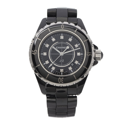 Chanel Stainless Steel Ceramic Diamond 33mm J12 Quartz Watch Black 1 of 7
