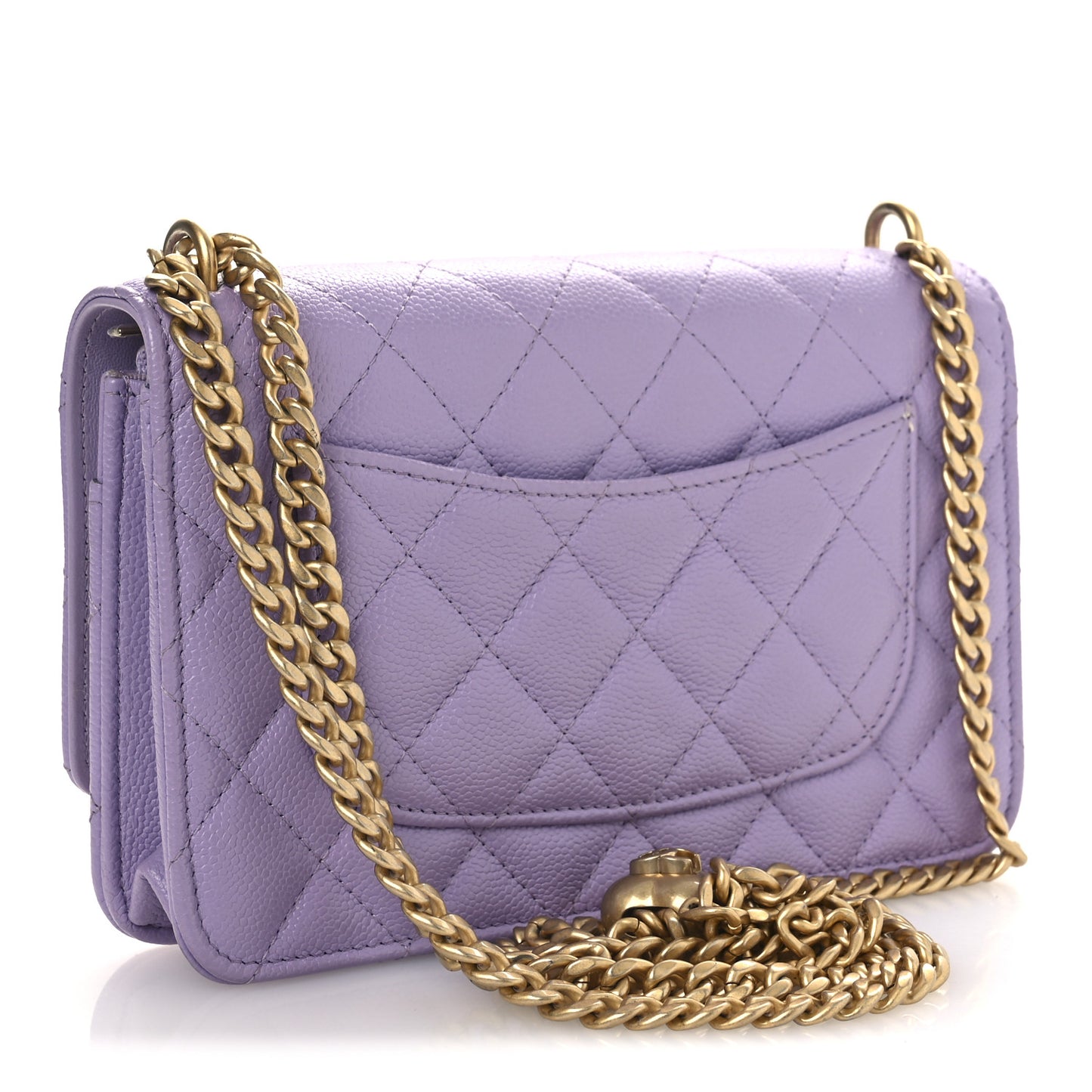 Caviar Quilted Sweetheart Wallet On Chain WOC Light Purple