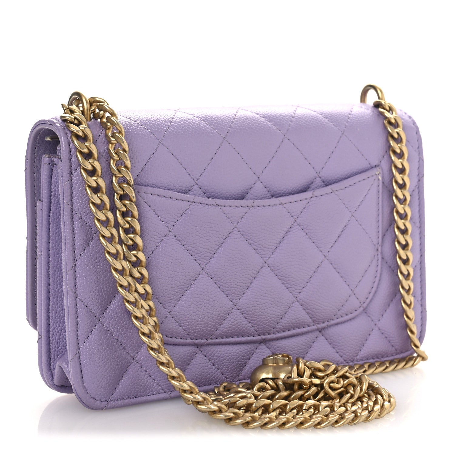 Chanel Caviar Quilted Sweetheart Wallet On Chain WOC Light Purple 3 of 16