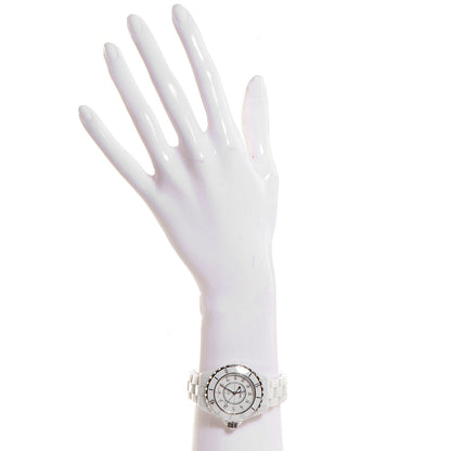 Chanel Stainless Steel Ceramic Diamond 33mm J12 Quartz Watch White 2 of 6