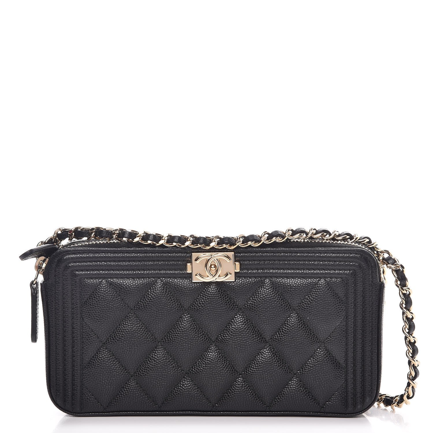 Chanel Caviar Quilted Small Boy Clutch With Chain Black 1 of 10