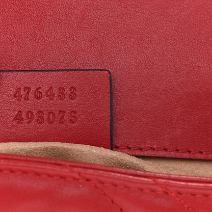 Gucci Calfskin Matelasse Super Mini GG Marmont Shoulder Bag Hibiscus Red 7 of 10