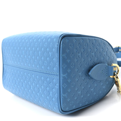 Louis Vuitton Calfskin Nanogram Embossed Speedy Bandouliere 20 Blue 8 of 8