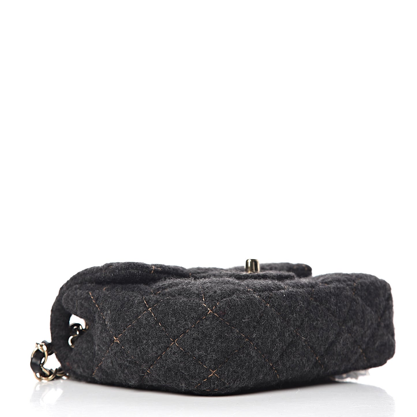 Wool Contrast Stitch Mini Square Flap Charcoal