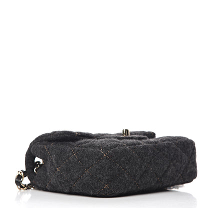 Chanel Wool Contrast Stitch Mini Square Flap Charcoal 4 of 10
