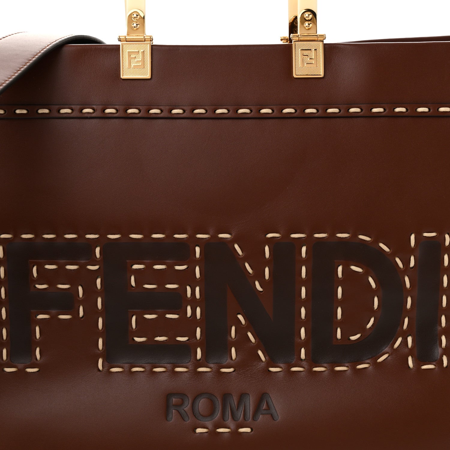 Fendi Vitello King Plexiglass Macro Stitchings Medium Fendi Sunshine Shopper Tote Praline 7 of 12