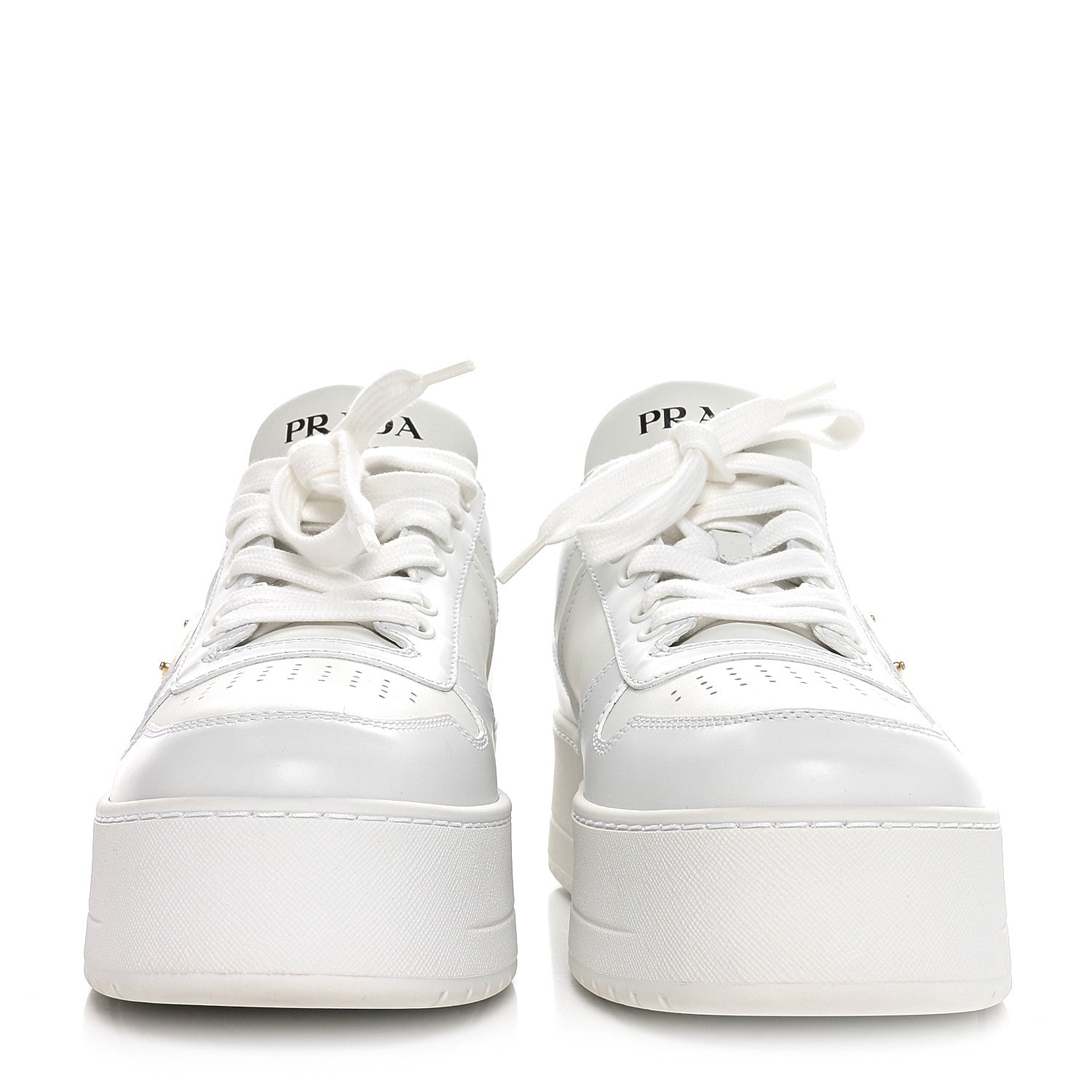 Prada Vitello Rois Triangle Womens Downtown Platform Low Top Sneakers 40 White 3 of 9