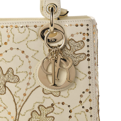 Christian Dior Smooth Calfskin Embroidered Medium Lady Dior White 10 of 10
