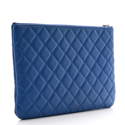 Chanel Lambskin Quilted Medium Cosmetic Case Blue 3 of 10