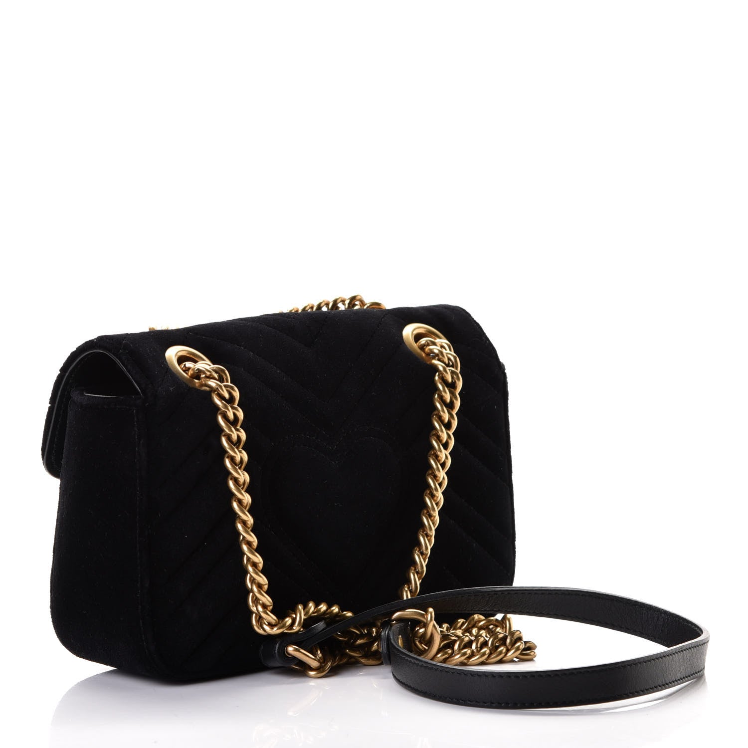 Gucci Velvet Matelasse Mini GG Marmont Shoulder Bag Black 2 of 4