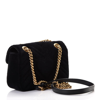 Gucci Velvet Matelasse Mini GG Marmont Shoulder Bag Black 2 of 4