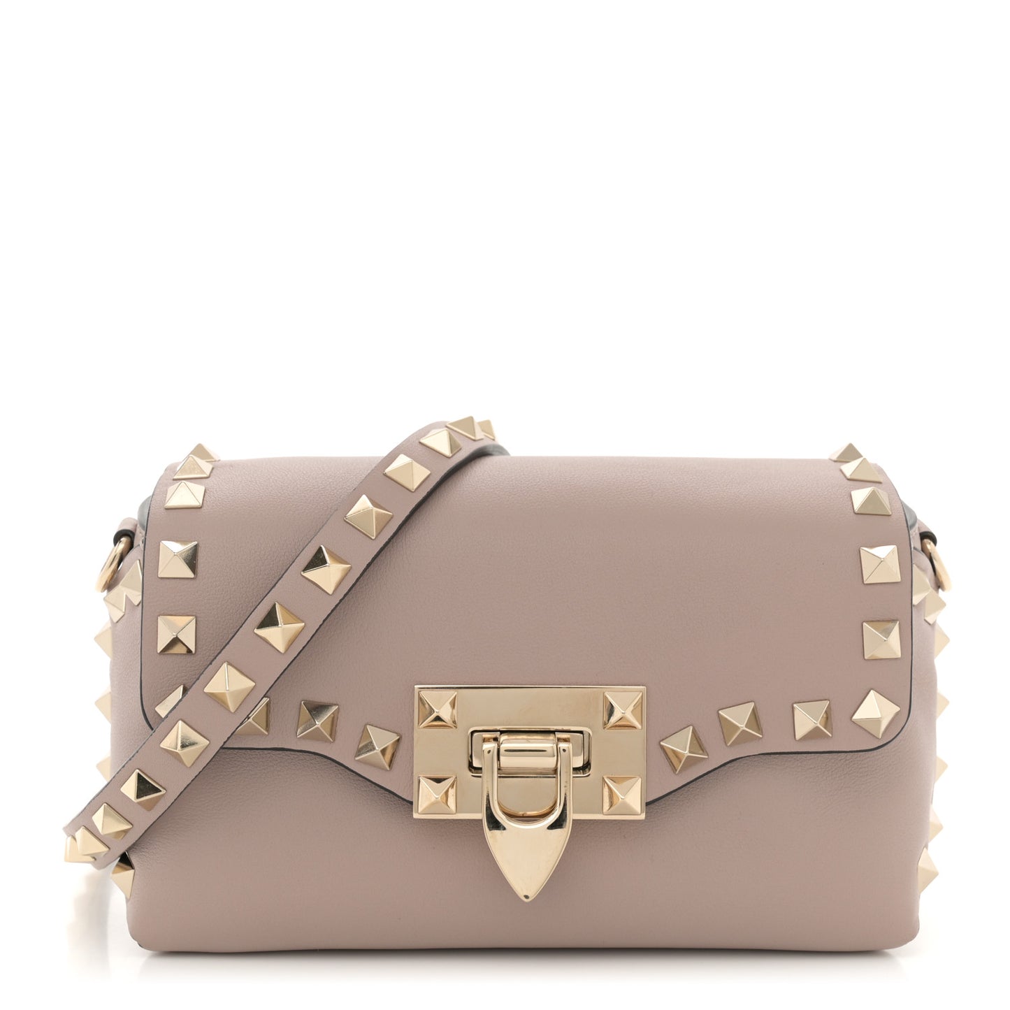 Calfskin Mini Rockstud Crossbody Bag Poudre