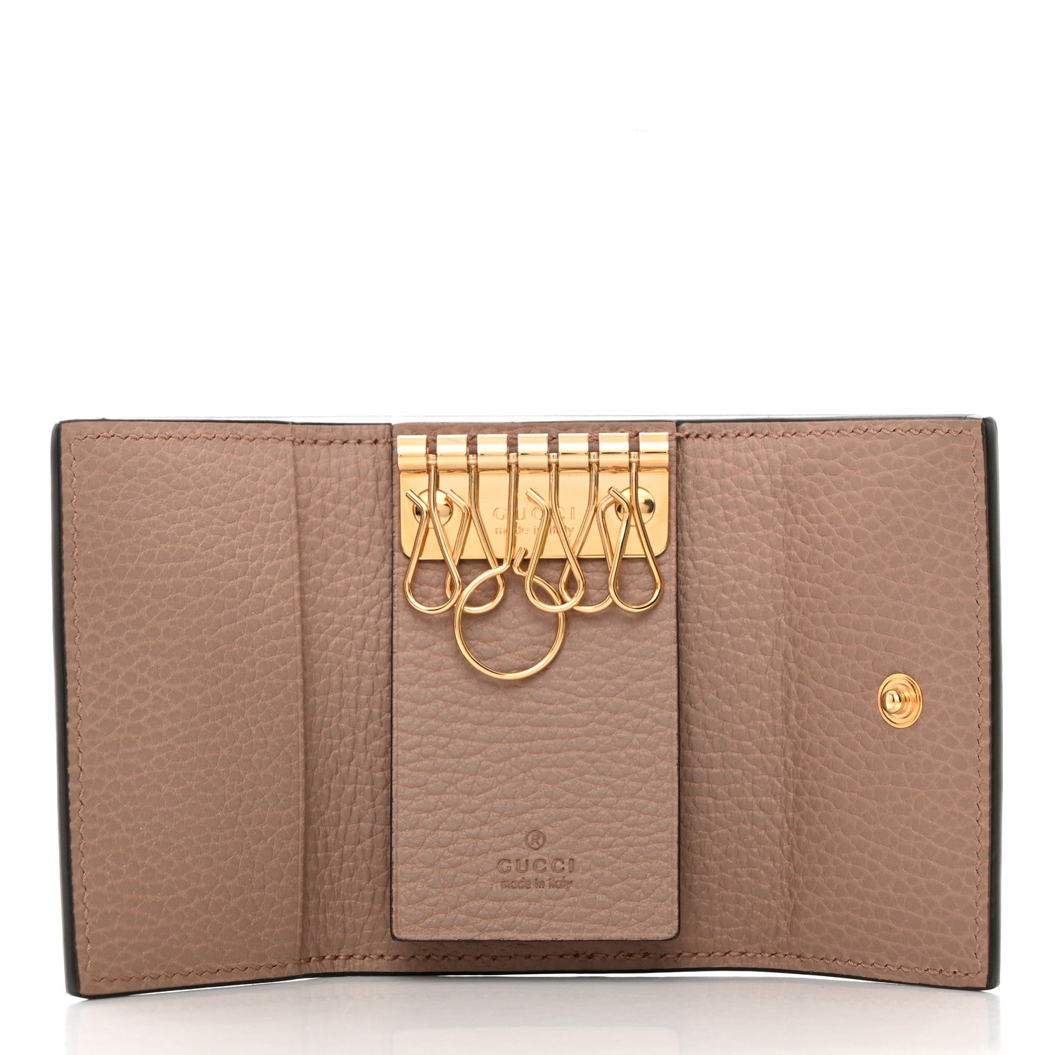 Gucci Dollar Calfskin GG Supreme Monogram GG Marmont 6 Key Holder Case Porcelain Rose Beige Ebony 5 of 7