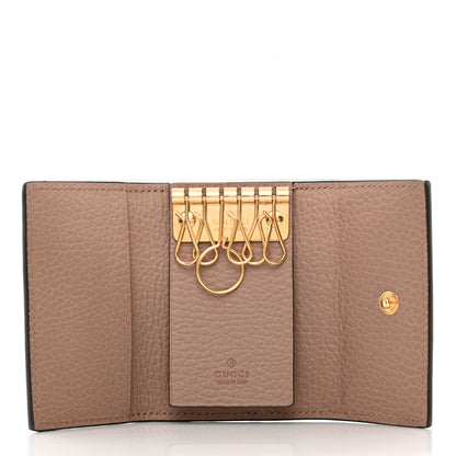 Gucci Dollar Calfskin GG Supreme Monogram GG Marmont 6 Key Holder Case Porcelain Rose Beige Ebony 5 of 7