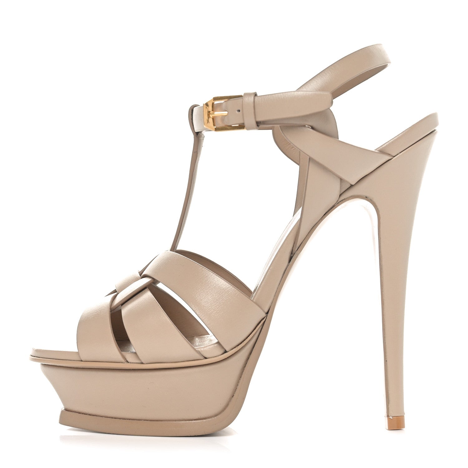 Saint Laurent Calfskin Tribute 105 Platform Sandals 36 Nude 1 of 8