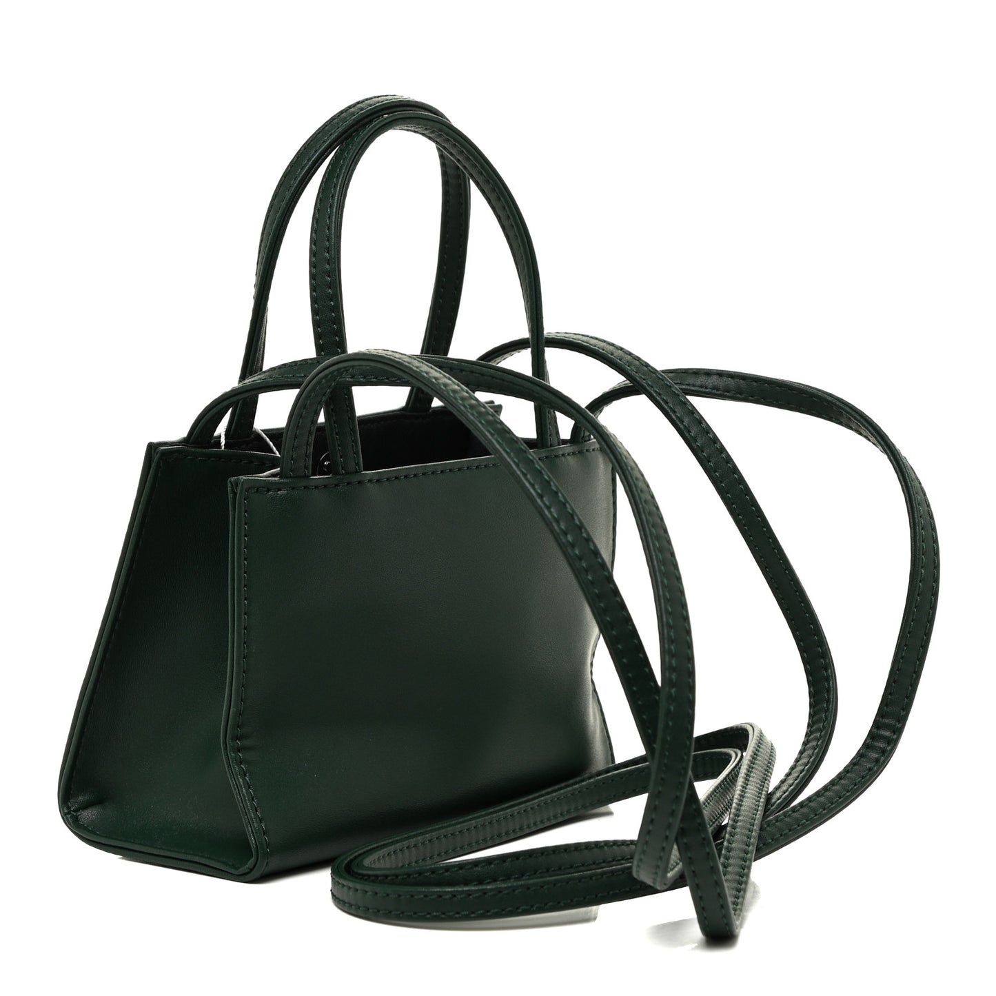 Vegan Leather Small Shopping Bag Dark Olive