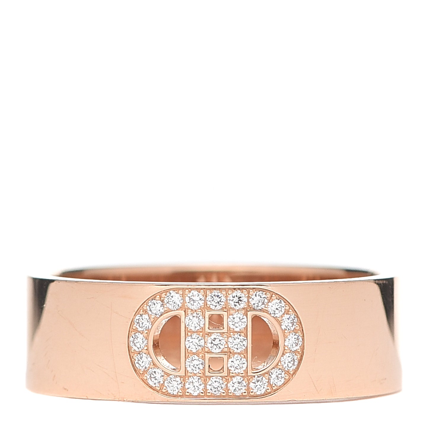18K Rose Gold Diamond PM H D'Ancre Ring 49 4.75