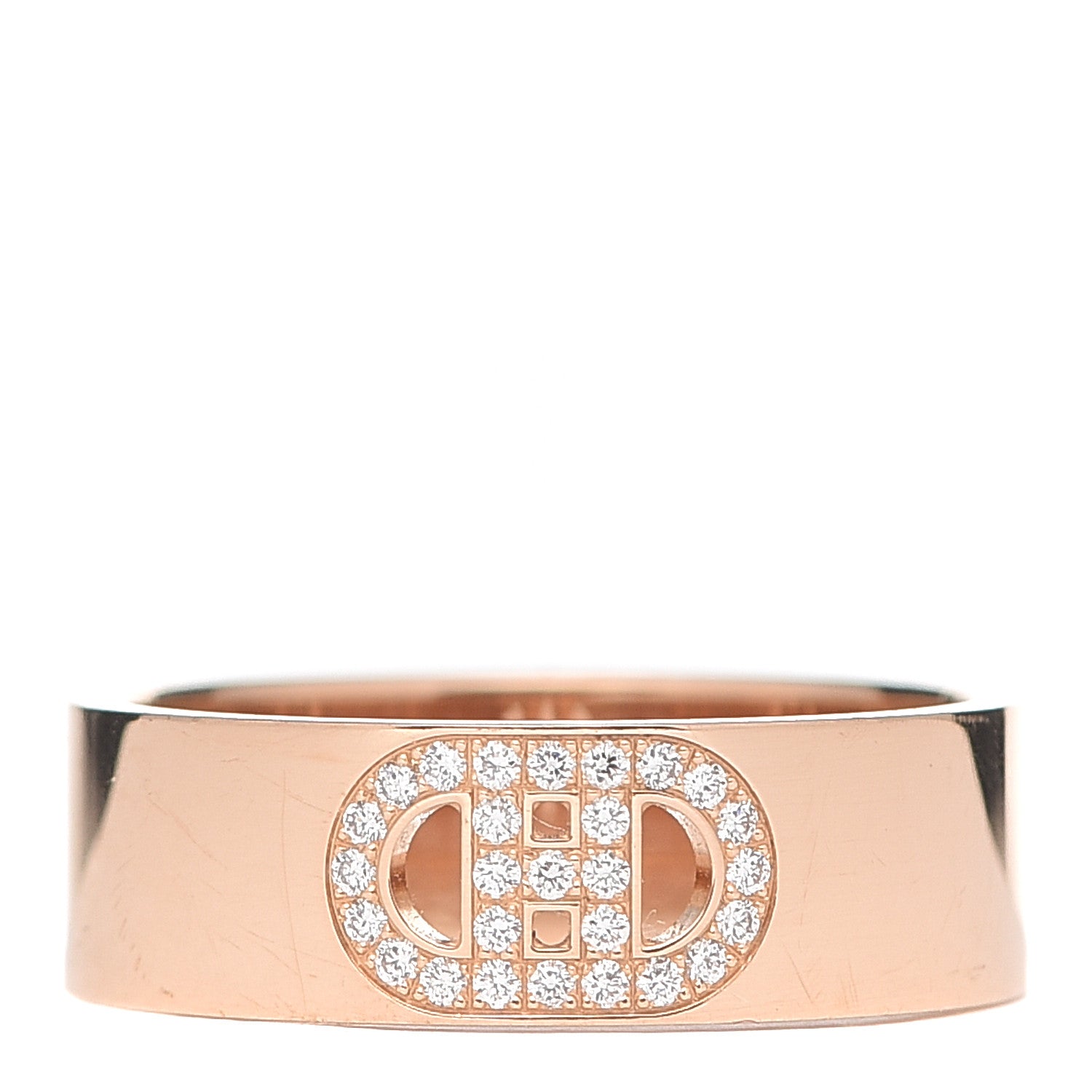 Hermes 18K Rose Gold Diamond PM H D'Ancre Ring 49 4.75 1 of 5