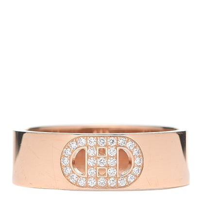 Hermes 18K Rose Gold Diamond PM H D'Ancre Ring 49 4.75 1 of 5