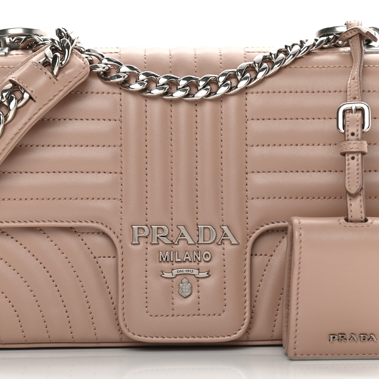 Soft Calfskin Impunture Diagramme Medium Chain Flap Shoulder Bag Cipria