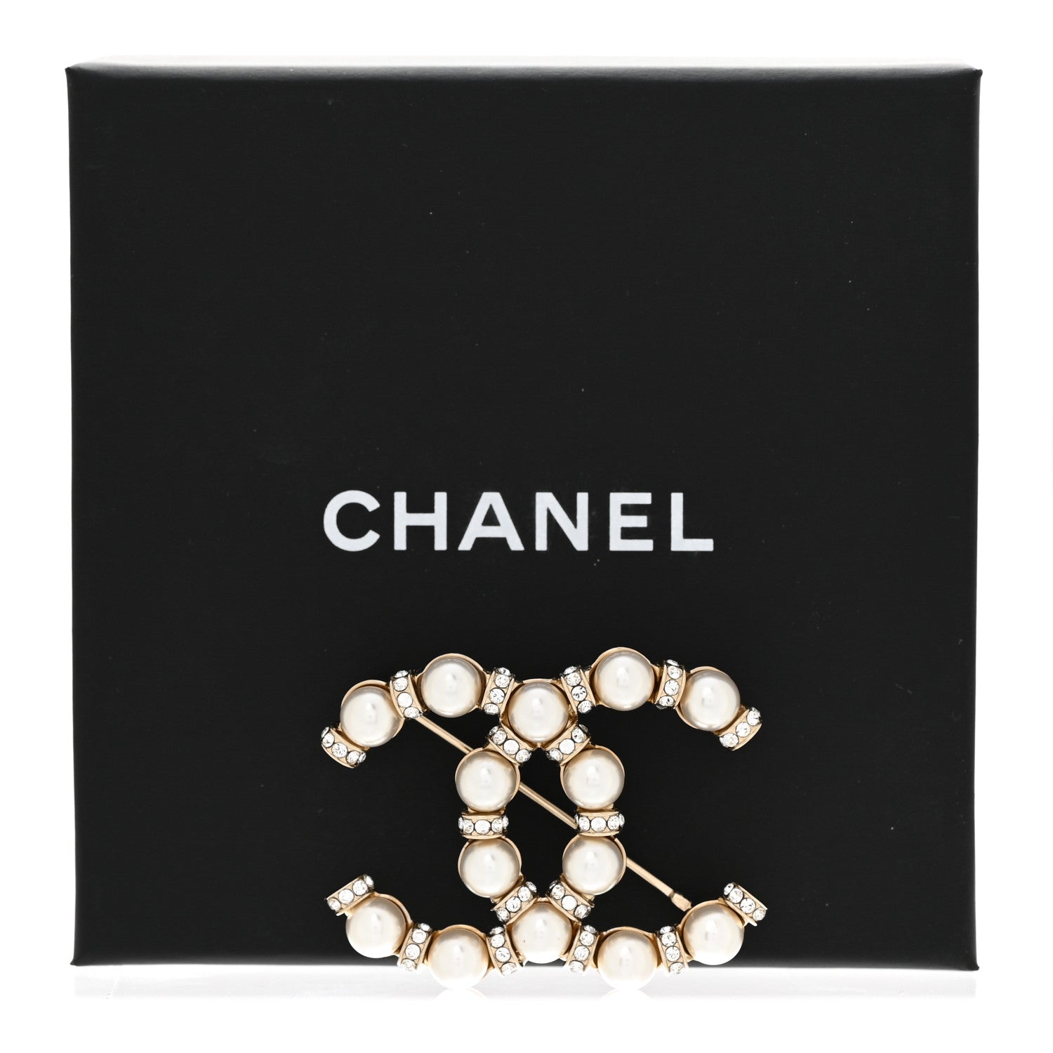 Chanel Pearl Crystal Nefertiti CC Brooch Gold 6 of 6