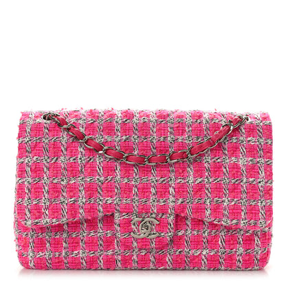 Chanel Tweed Quilted Jumbo Double Flap Hot Pink 1 of 10