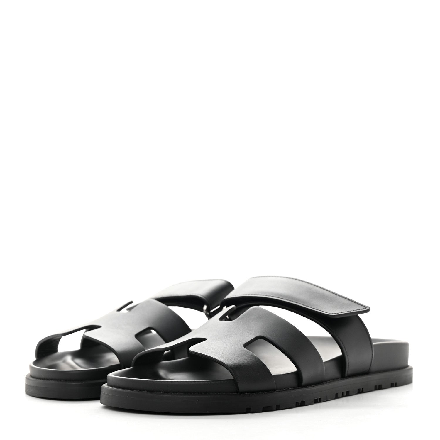 Hermes Calfskin Womens Chypre Sandals 37 Black 3 of 9