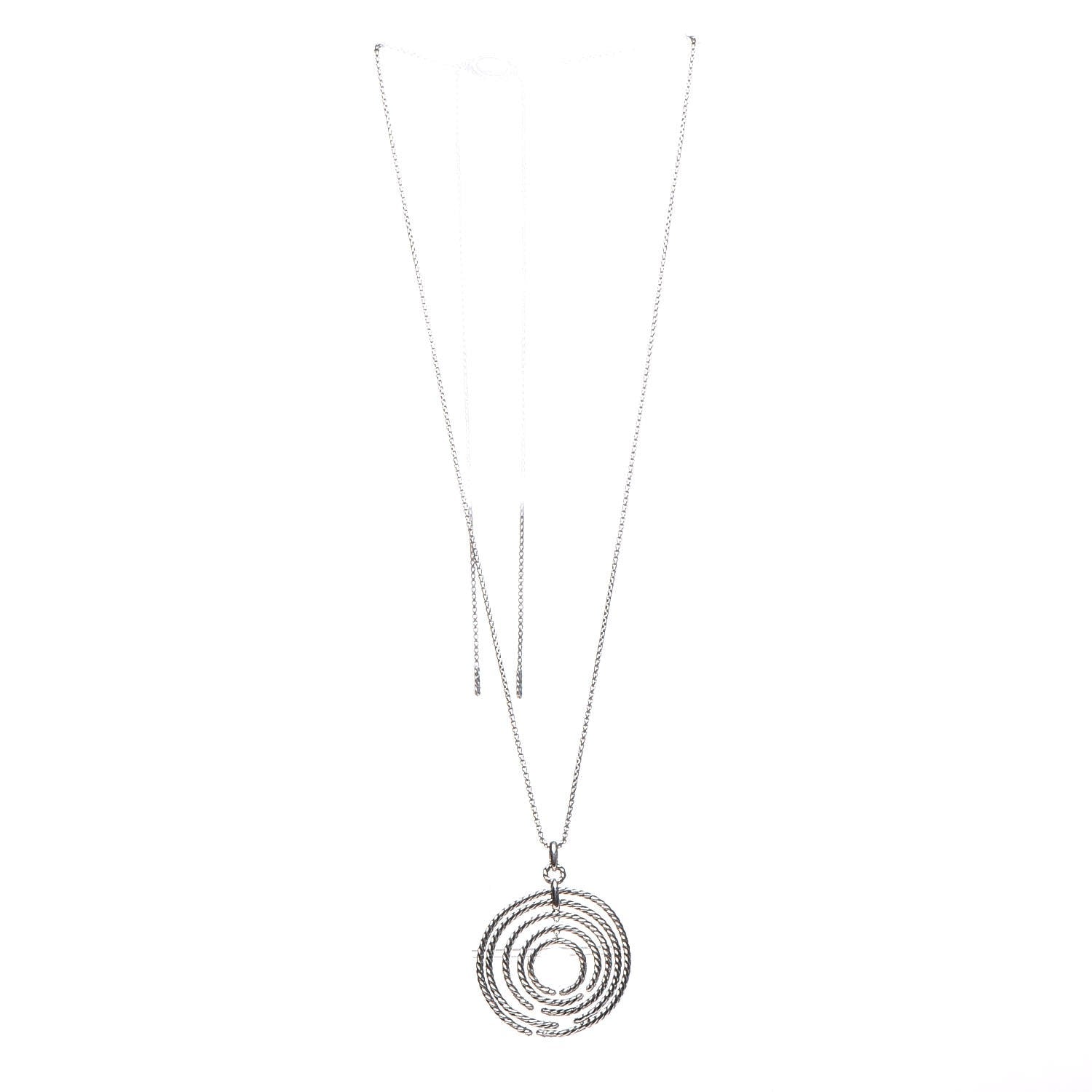 David Yurman Sterling Silver Diamond Large Willow Pendant Necklace 3 of 7
