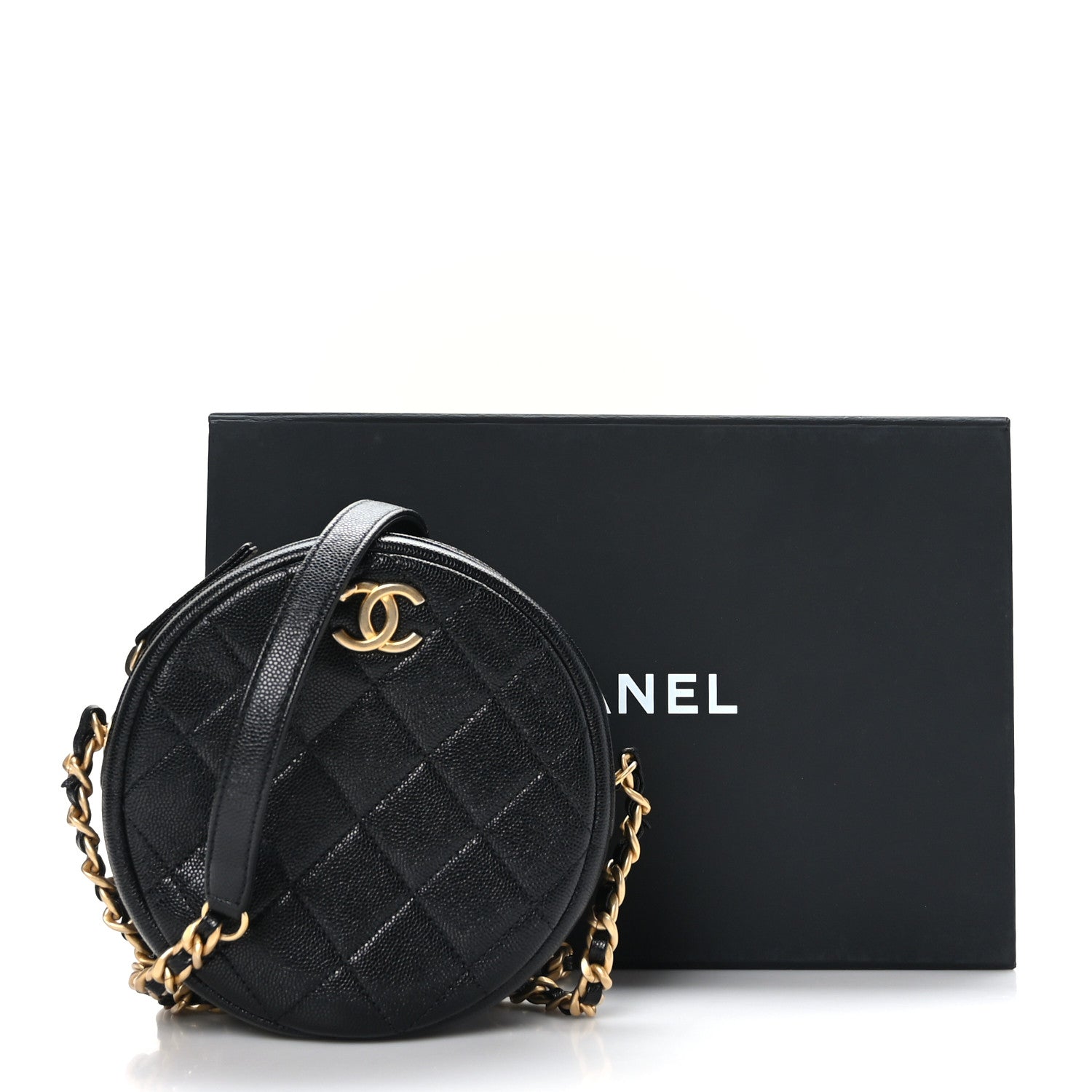 Chanel Caviar Quilted Small Round Bag With Chain Black 11 of 11