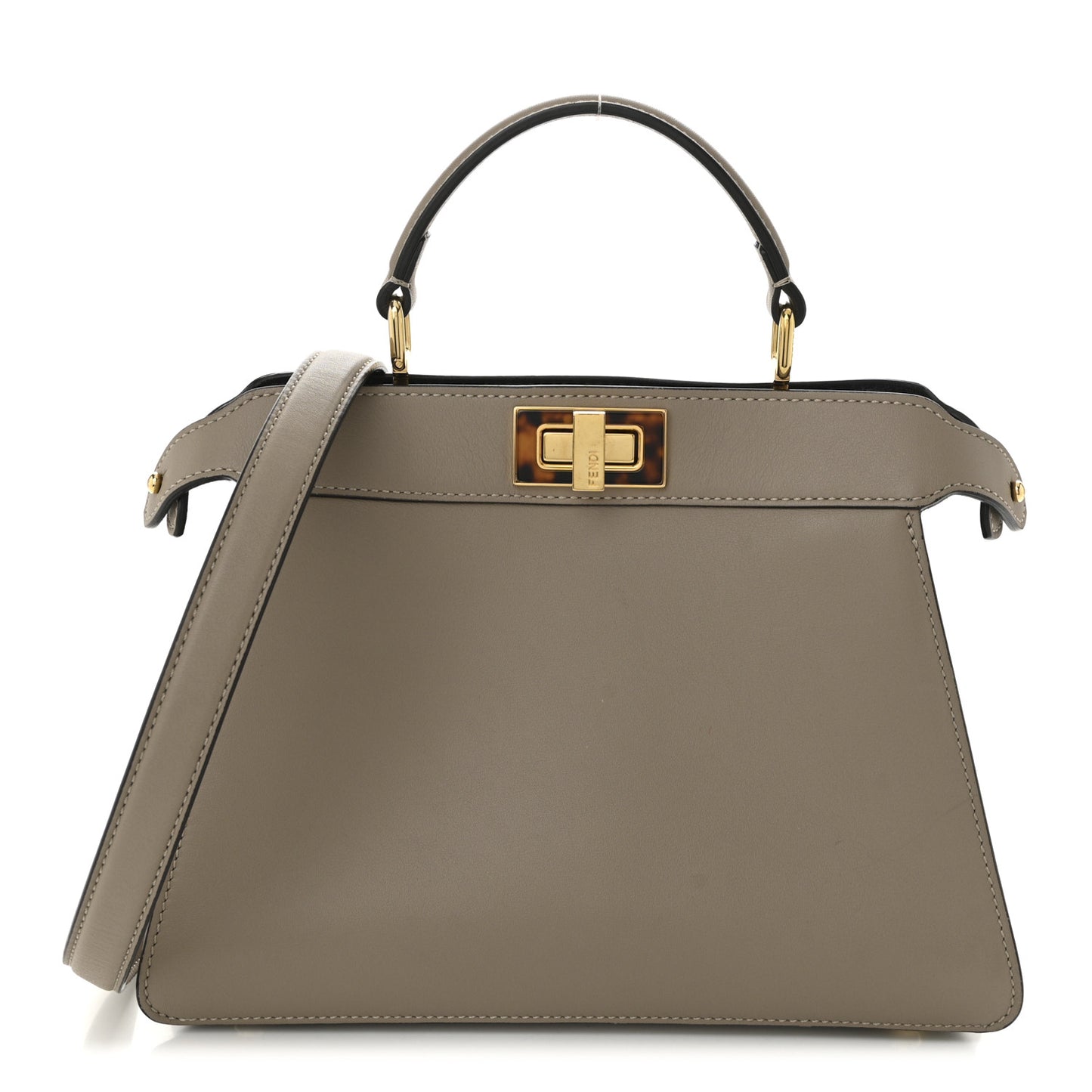 Vitello Seta Shiny Nappa Plexiglass Bi-Color Small Peekaboo I SEE U Satchel Tartaruga Black