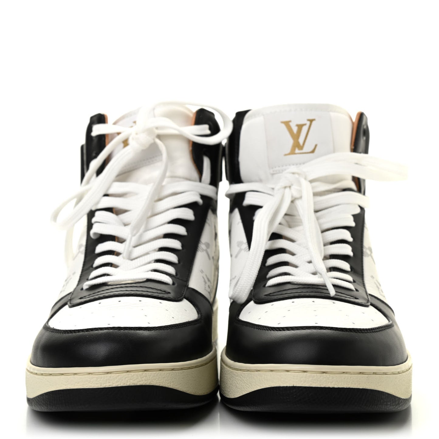 Calfskin Monogram Rivoli Mens High Top Sneakers 6 Black