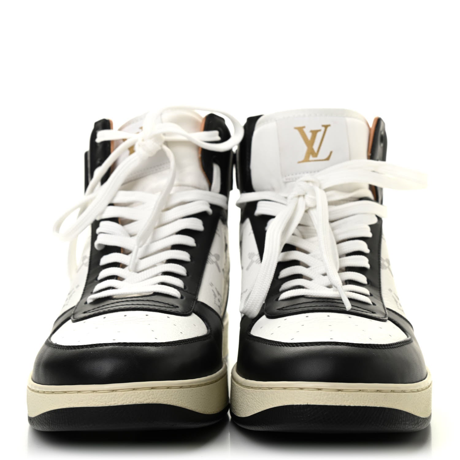 Louis Vuitton Calfskin Monogram Rivoli Mens High Top Sneakers 6 Black 2 of 8