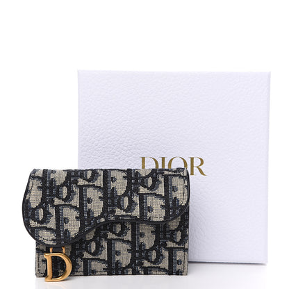 Christian Dior Oblique Saddle Card Holder Blue 7 of 7