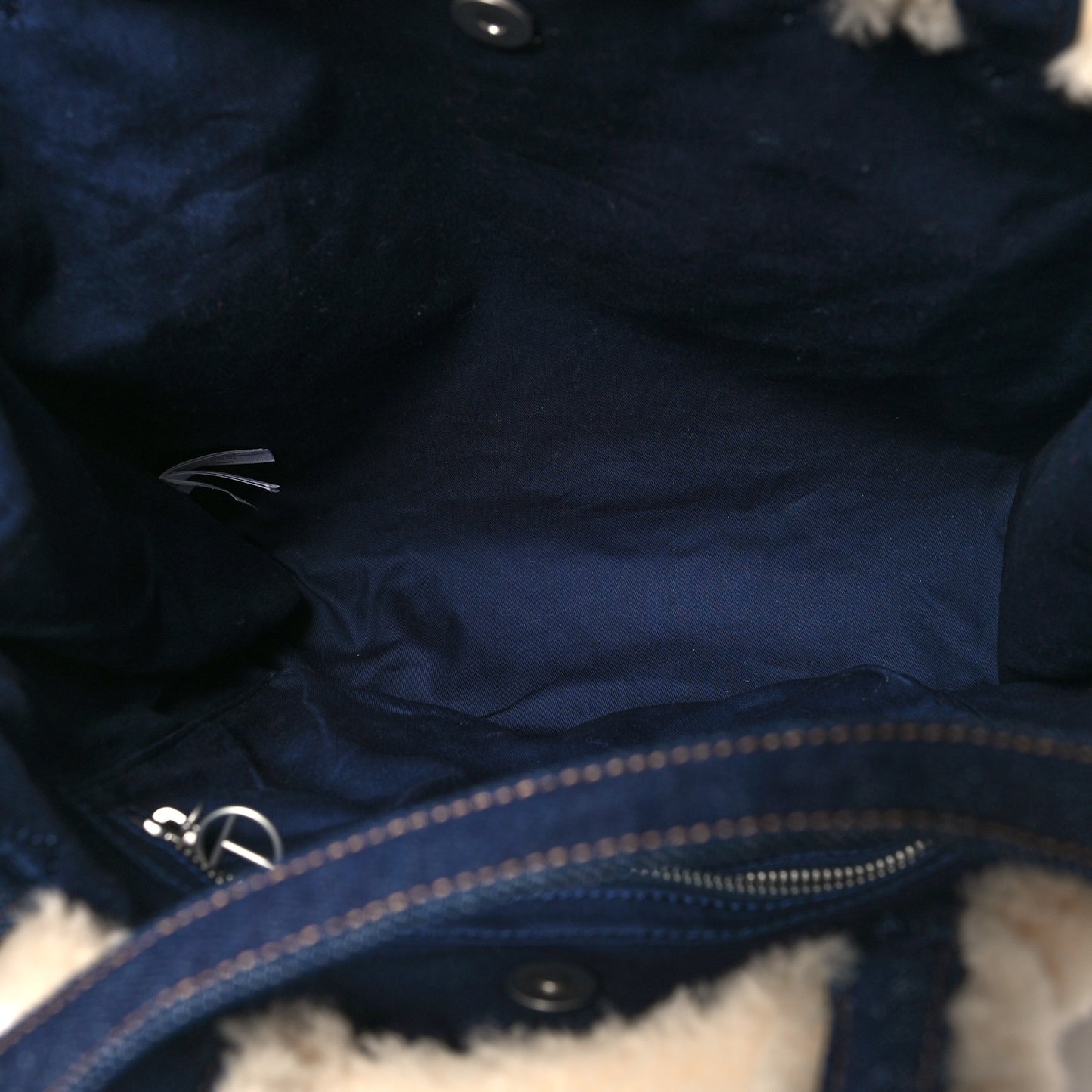 X UGG Denim Shearling Medium Shopping Bag Raw Denim